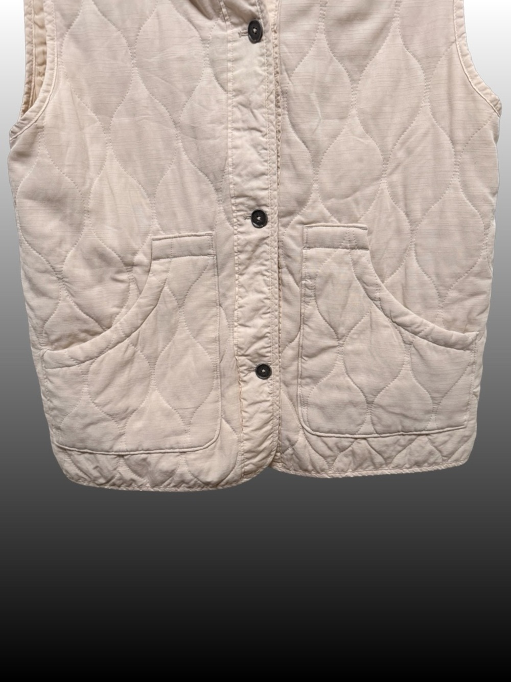 We The Free Free People Billy Quilted Vest Cream Bomber Military Collar Sz S - Picture 4 of 5